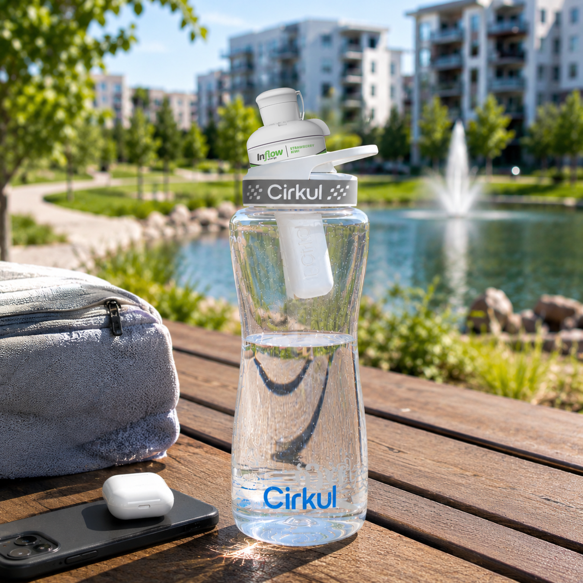 42oz. Plastic Bottle & Comfort Grip Lid - US 5963